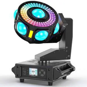 DJ Moving Head Light,XYZ 3-Axis Infinite Rotating 7 LED Beams Stage Lighting with 108x0.2W Colorful Circle,Starry,Amber Strobe Effect,Sound Activate DMX512 19/25CH for Disco Party Wedding Live House DJ Moving Head Light,XYZ 3-Axis Infinite Rotating 7 LED Beams Stage Lighting with 108x0.2W Colorful Circle,Starry,Amber Strobe Effect,Sound Activate DMX512 19/25CH for Disco Party Wedding Live House