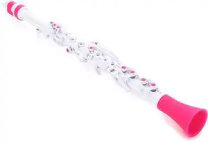 Clarinéo Plastic Student Clarinet, White/Pink | Concert C tuning, 3.5 octaves fully chromatic, Adjustable thumb rest, Easy-action ligature, Two synthetic reeds Clarinéo Plastic Student Clarinet, White/Pink | Concert C tuning, 3.5 octaves fully chromatic, Adjustable thumb rest, Easy-action ligature, Two synthetic reeds