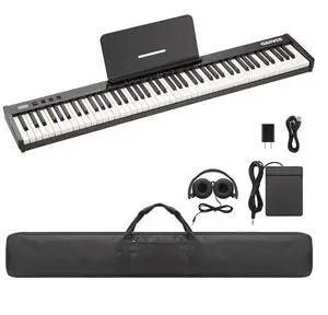 88 Key Weighted Folding Keyboard,Full Size Electric Piano Keyboard 88 Keys with for Beginners,Portable Case,Sustain Pedal,Black and White,Digital Piano Carry Bag,Note Sticker,Holder,Headphone 88 Key Weighted Folding Keyboard,Full Size Electric Piano Keyboard 88 Keys with for Beginners,Portable Case,Sustain Pedal,Black and White,Digital Piano Carry Bag,Note Sticker,Holder,Headphone