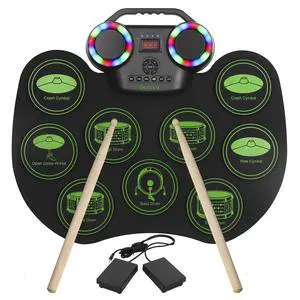 Electronic Drum E-Drum Kit, Roll Up Drum with MIDI, DTC, 1800mAh Battery | Portable Rechargeable Digital Drum with 9 Pads, Built-in Dual Speakers, Ideal for Kids Students Beginners & Music Enthusiasts Electronic Drum E-Drum Kit, Roll Up Drum with MIDI, DTC, 1800mAh Battery | Portable Rechargeable Digital Drum with 9 Pads, Built-in Dual Speakers, Ideal for Kids Students Beginners & Music Enthusiasts