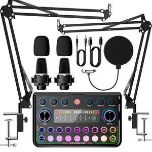 Podcast Equipment Bundle for 2,All-in-One audio mixer,Plug-and-Play | Podcast Audio Interface with Microphone for Smartphone & PC,Perfect for Streaming, Singing, YouTube & Gaming Podcast Equipment Bundle for 2,All-in-One audio mixer,Plug-and-Play | Podcast Audio Interface with Microphone for Smartphone & PC,Perfect for Streaming, Singing, YouTube & Gaming