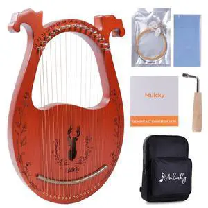 16 String Mahogany Deer Lyre Harp, Metal Strings Copper Saddle Kit | Deer 16-String Lyre: Cute deer-shaped mahogany body with metal strings and copper saddle. Includes a wrench and gig bag 16 String Mahogany Deer Lyre Harp, Metal Strings Copper Saddle Kit | Deer 16-String Lyre: Cute deer-shaped mahogany body with metal strings and copper saddle. Includes a wrench and gig bag