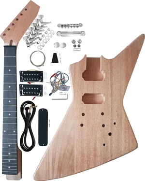 DIY EX-Style Electric Guitar Kit Mahogany Body and Neck - Rosewood Fingerboard Explorer Style Electric Guitar Builder Kit DIY EX-Style Electric Guitar Kit Mahogany Body and Neck - Rosewood Fingerboard Explorer Style Electric Guitar Builder Kit