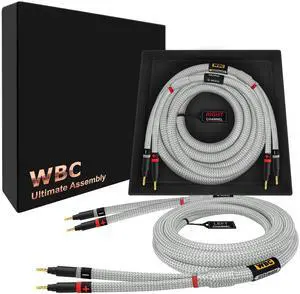 8 Foot Ultimate - 9 AWG - Ultra-Pure OFC - Premium Audiophile HiFi Speaker Cable Pair with Eminence Gold Banana Plugs & Silver Tweed Jacket 8 Foot Ultimate - 9 AWG - Ultra-Pure OFC - Premium Audiophile HiFi Speaker Cable Pair with Eminence Gold Banana Plugs & Silver Tweed Jacket