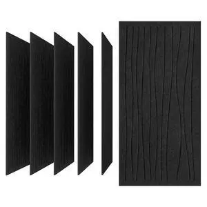 6 Pack Acoustic Wall Panels, 47.2"x23.6" Sound Proof Panels, Black |, 0.4" Thick, Polyester Fiber Material, Wavy Grooved Pattern, Easy to Cut and Install 6 Pack Acoustic Wall Panels, 47.2"x23.6" Sound Proof Panels, Black |, 0.4" Thick, Polyester Fiber Material, Wavy Grooved Pattern, Easy to Cut and Install
