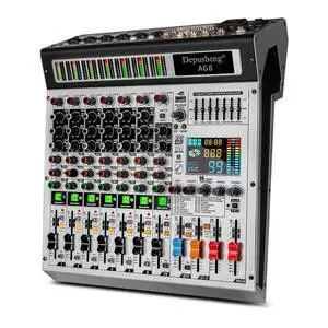 AG8 Professional audio mixer 8 Channel with MP3 Player Source USB recording,With grouping and 2 AUX interfaces, 99DSP EFFECTfor Professional and Beginners AG8 Professional audio mixer 8 Channel with MP3 Player Source USB recording,With grouping and 2 AUX interfaces, 99DSP EFFECTfor Professional and Beginners