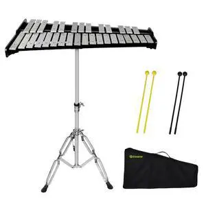 32 Notes Glockenspiel Kit Xylophone Bell Percussion Instrument Set with Adjustable Stand Mallets and Carrying Bag 32 Notes Glockenspiel Kit Xylophone Bell Percussion Instrument Set with Adjustable Stand Mallets and Carrying Bag
