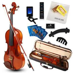 Violin 4/4 Full Size Complete Set for Adults Teenagers Students,Solid Maple Wood Violins with Rosewood Fittings,Case,Spare strings,Bow, Rosin, Shoulder Rest,Professional Violin for 11+years Gift Violin 4/4 Full Size Complete Set for Adults Teenagers Students,Solid Maple Wood Violins with Rosewood Fittings,Case,Spare strings,Bow, Rosin, Shoulder Rest,Professional Violin for 11+years Gift