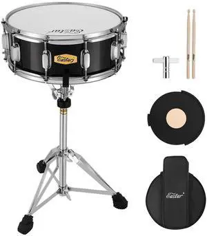 Snare Drum Set with Drum Sticks, Stand, Mute Pad, Bag, Key, 14"X 5.5", Starry Black Snare Drum Set with Drum Sticks, Stand, Mute Pad, Bag, Key, 14"X 5.5", Starry Black