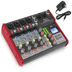Studio Audio Sound Mixer Board - 6 Channel Bluetooth Compatible Professional Portable Digital DJ Mixing Console w/ USB Mixer Audio Interface - Mixing Boards For Studio Recording - PMXU68BT Studio Audio Sound Mixer Board - 6 Channel Bluetooth Compatible Professional Portable Digital DJ Mixing Console w/ USB Mixer Audio Interface - Mixing Boards For Studio Recording - PMXU68BT