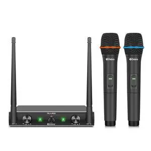 Audio AU200 Pro UHF 2 Channel Wireless Microphone System with Cordless Handheld Lavalier Headset Mics, Metal Receiver, for Karaoke Church Party (2 Handheld) Audio AU200 Pro UHF 2 Channel Wireless Microphone System with Cordless Handheld Lavalier Headset Mics, Metal Receiver, for Karaoke Church Party (2 Handheld)