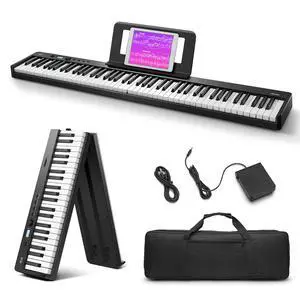 EP-10 Beginner Foldable Digital Piano 88 Key Full Size Semi Weighted Keyboard, Bluetooth Portable Electric Piano with Piano Bag EP-10 Beginner Foldable Digital Piano 88 Key Full Size Semi Weighted Keyboard, Bluetooth Portable Electric Piano with Piano Bag