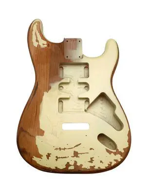 Relic Electric Guitar Body ST Style Nitro Alder DIY Guitar Body | H-S-H Route, Relic Cream Yellow Relic Electric Guitar Body ST Style Nitro Alder DIY Guitar Body | H-S-H Route, Relic Cream Yellow