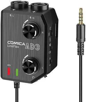 LINKFLEX.AD3 2-Channel XLR/3.5mm/6.35mm Microphone Audio Mixer Preamp with Phantom Power, Real-time Monitoring, Guitar Audio Interface Microphone for DSLR Cameras Camcorders Smartphones Tablets | XLR/ LINKFLEX.AD3 2-Channel XLR/3.5mm/6.35mm Microphone Audio Mixer Preamp with Phantom Power, Real-time Monitoring, Guitar Audio Interface Microphone for DSLR Cameras Camcorders Smartphones Tablets | XLR/