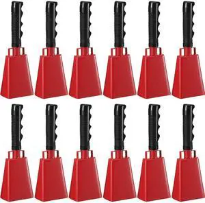 12 Pcs 10 Inch Cowbells with Handle Noise Makers,Red | Metal Cowbell at Sporting Events Football Games, Handheld Noisemakers for Wedding Party Classroom School Cheering Alarm Bell 12 Pcs 10 Inch Cowbells with Handle Noise Makers,Red | Metal Cowbell at Sporting Events Football Games, Handheld Noisemakers for Wedding Party Classroom School Cheering Alarm Bell