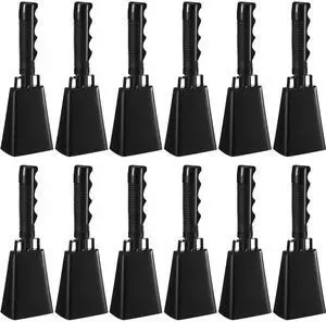 12 Pcs 10 Inch Cowbells with Handle Noise Makers,Black | Metal Cowbell at Sporting Events Football Games, Handheld Noisemakers for Wedding Party Classroom School Cheering Alarm Bell 12 Pcs 10 Inch Cowbells with Handle Noise Makers,Black | Metal Cowbell at Sporting Events Football Games, Handheld Noisemakers for Wedding Party Classroom School Cheering Alarm Bell