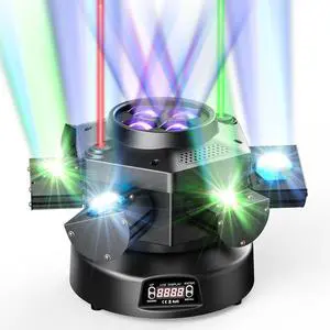 Moving Head DJ Lights, 150W RGBW LED Moving Head Light with Mixed Lighting Effects, 6 Arms Party Lights Support DMX-512 & Sound Activated, Stage Lights for Party Disco KTV Wedding Club Moving Head DJ Lights, 150W RGBW LED Moving Head Light with Mixed Lighting Effects, 6 Arms Party Lights Support DMX-512 & Sound Activated, Stage Lights for Party Disco KTV Wedding Club