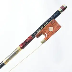 Carbon Fiber Violin Bow with Snakewood Frog AW-201 Carbon Fiber Violin Bow with Snakewood Frog AW-201