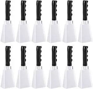 12 Pcs 10 Inch Cowbells with Handle Noise Makers,White | Metal Cowbell at Sporting Events Football Games, Handheld Noisemakers for Wedding Party Classroom School Cheering Alarm Bell 12 Pcs 10 Inch Cowbells with Handle Noise Makers,White | Metal Cowbell at Sporting Events Football Games, Handheld Noisemakers for Wedding Party Classroom School Cheering Alarm Bell