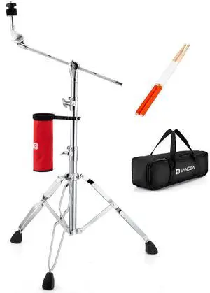 Cymbal Stand with Drum Sticks Holder, Straight Boom Cymbal Stand Heavy Duty Adjustable Height 27.5"-47.2" with Double Braced Legs, Padded Bag, Rubber Feet for Ride and Crash cymbals Cymbal Stand with Drum Sticks Holder, Straight Boom Cymbal Stand Heavy Duty Adjustable Height 27.5"-47.2" with Double Braced Legs, Padded Bag, Rubber Feet for Ride and Crash cymbals