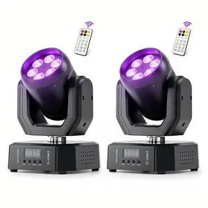 Mini Dj Moving Head Lights, RGBW 60W Stage Wash Lighting with Remote Control Sound Active DMX512 for Small Venues, DJ, Bar, Home, Theater, Wedding, Band, Performance (2 Packs) Mini Dj Moving Head Lights, RGBW 60W Stage Wash Lighting with Remote Control Sound Active DMX512 for Small Venues, DJ, Bar, Home, Theater, Wedding, Band, Performance (2 Packs)