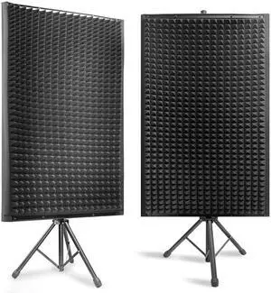 Sound Wall Panel Studio Foam-Acoustic Isolation Absorber Shield and Dampening Wedge with Height Adjustable, Includes Tripod Base Stand, 2 Pack PSIP24X2 Sound Wall Panel Studio Foam-Acoustic Isolation Absorber Shield and Dampening Wedge with Height Adjustable, Includes Tripod Base Stand, 2 Pack PSIP24X2