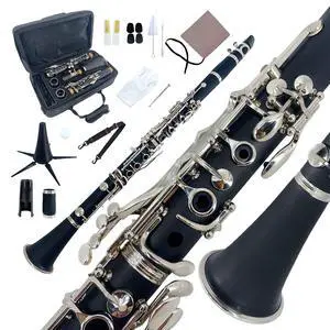 Clarinet Set for Beginner, Ebonite 17 Keys Clarinet - Includes reeds, mouthpiece, gloves, cleaning cloth, hard case, stand. Suitable for Woodwind Instruments Students (BK-01) Clarinet Set for Beginner, Ebonite 17 Keys Clarinet - Includes reeds, mouthpiece, gloves, cleaning cloth, hard case, stand. Suitable for Woodwind Instruments Students (BK-01)