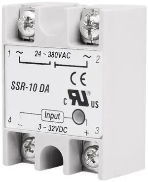 SSR-10DA Solid State Relay DC to AC, 3-32V DC Input to 24-380V AC Output 10A SSR Relay Module SSR-10DA Solid State Relay DC to AC, 3-32V DC Input to 24-380V AC Output 10A SSR Relay Module