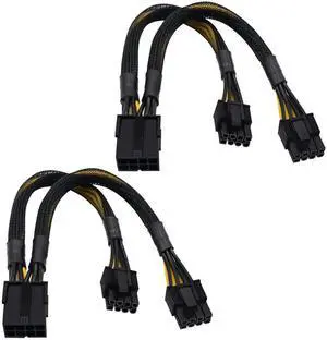 2-Pack 8 Pin PCIe Splitter Cable, PCIe 8 Pin Female to Dual 8 Pin (6+2) Male Braided GPU VGA Power Y-Splitter Extension Cable, 9 Inch / 23cm 2-Pack 8 Pin PCIe Splitter Cable, PCIe 8 Pin Female to Dual 8 Pin (6+2) Male Braided GPU VGA Power Y-Splitter Extension Cable, 9 Inch / 23cm
