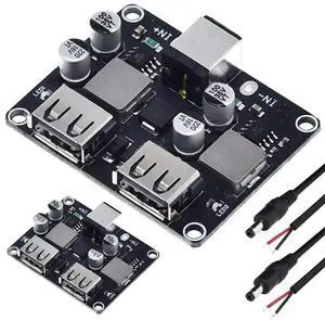 2 Pcs DC-DC Buck Converter Step-Down Module, 6-32V to 5V Dual USB QC3.0 QC2.0 Fast Charging Circuit Board with DC Power Cable 2 Pcs DC-DC Buck Converter Step-Down Module, 6-32V to 5V Dual USB QC3.0 QC2.0 Fast Charging Circuit Board with DC Power Cable