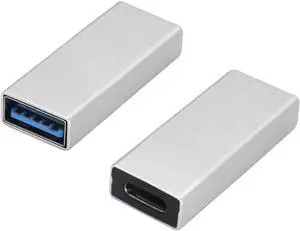 2 Pack Silver USB 3.0 A Male to USB C Female Adapter, 5Gbps High Speed Type-C Converter, Support Data Sync & Fast Charging for PC, Power Bank, USB-C Phone and U-Disk 2 Pack Silver USB 3.0 A Male to USB C Female Adapter, 5Gbps High Speed Type-C Converter, Support Data Sync & Fast Charging for PC, Power Bank, USB-C Phone and U-Disk
