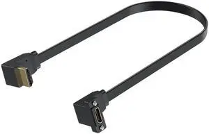 1.5ft Flat 90 Degree HDMI Extension Cable, Up Angle Male to Down Angle Female Panel Mount HDMI Cord Supports Ethernet ARC 3D 4K 2160P 1080P for UHD TV PC Xbox 1.5ft Flat 90 Degree HDMI Extension Cable, Up Angle Male to Down Angle Female Panel Mount HDMI Cord Supports Ethernet ARC 3D 4K 2160P 1080P for UHD TV PC Xbox