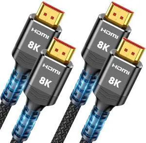 8K HDMI 2.1 Cable 2-Pack 6.6FT, Slim Braided 48Gbps High Speed HDMI Cord, 8K@60Hz 4K@120Hz 144Hz HDCP 2.2 2.3 Dynamic HDR eARC DTS:X Compatible with Roku TV HDTV PS5 Blu-ray RTX 3090 8K HDMI 2.1 Cable 2-Pack 6.6FT, Slim Braided 48Gbps High Speed HDMI Cord, 8K@60Hz 4K@120Hz 144Hz HDCP 2.2 2.3 Dynamic HDR eARC DTS:X Compatible with Roku TV HDTV PS5 Blu-ray RTX 3090