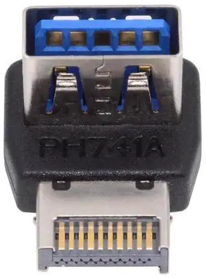 90 Degree Up Angled USB 3.1 Front Panel Header Adapter, Type-E Male to USB3.0 Type-A Female Data Converter for Motherboard 90 Degree Up Angled USB 3.1 Front Panel Header Adapter, Type-E Male to USB3.0 Type-A Female Data Converter for Motherboard