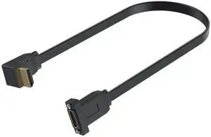 1.5ft Flat HDMI Extension Cable, 90 Degree Up Angle Male to Female HDMI Panel Mount Extender with Screws, 18Gbps Ethernet Support 4K@60Hz 3D 2160p Compatible with UHD TV PS4 PS3 1.5ft Flat HDMI Extension Cable, 90 Degree Up Angle Male to Female HDMI Panel Mount Extender with Screws, 18Gbps Ethernet Support 4K@60Hz 3D 2160p Compatible with UHD TV PS4 PS3