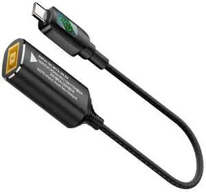 Thinkpad X1 Rectangle Jack to USB-C 140W Power Cable, 21CM Smart LED Display PD Charging Cord Support 5V 9V 20V 7A for Laptop Phone Thinkpad X1 Rectangle Jack to USB-C 140W Power Cable, 21CM Smart LED Display PD Charging Cord Support 5V 9V 20V 7A for Laptop Phone