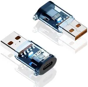 10Gbps USB C Female to USB A Male Adapter, 120W USB 3.2 Type C to Type A OTG Charger Converter, Transparent Blue Design Compatible with iPhone 11-15 Pro Max, Galaxy S20 S22 S23 and Earphones 10Gbps USB C Female to USB A Male Adapter, 120W USB 3.2 Type C to Type A OTG Charger Converter, Transparent Blue Design Compatible with iPhone 11-15 Pro Max, Galaxy S20 S22 S23 and Earphones