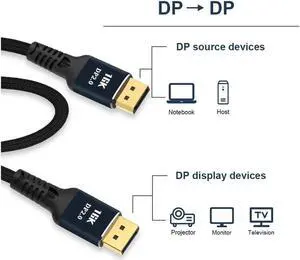 1M 3.3FT DisplayPort 2.0 Cable, 80Gbps HBR3 Ultra HD DP to DP Cable, 16K@60Hz 10K 8K@60Hz 4K@165Hz HDCP 3D Slim Flexible Cord for Gaming Monitor PC Graphics Card 1M 3.3FT DisplayPort 2.0 Cable, 80Gbps HBR3 Ultra HD DP to DP Cable, 16K@60Hz 10K 8K@60Hz 4K@165Hz HDCP 3D Slim Flexible Cord for Gaming Monitor PC Graphics Card