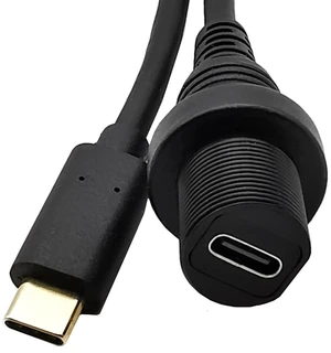 10Gbps USB-C 3.1 Male to Female Panel Mount Cable Flush Mount Type-C Extension Cable IP67 Waterproof Gold-Plated Connector for Data Charging Car Yacht Motorcycle Hot Plug 0.3m 10Gbps USB-C 3.1 Male to Female Panel Mount Cable Flush Mount Type-C Extension Cable IP67 Waterproof Gold-Plated Connector for Data Charging Car Yacht Motorcycle Hot Plug 0.3m