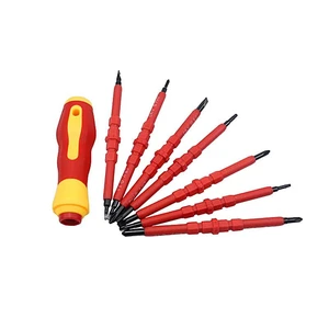 Insulated Electrician Screwdriver Set Magnetic Screwdriver Bit Kit Chrome Vanadium Steel Blackened Hardened Tips Non-Slip Safety Handle for Electrical Maintenance and Low-Voltage Wiring Insulated Electrician Screwdriver Set Magnetic Screwdriver Bit Kit Chrome Vanadium Steel Blackened Hardened Tips Non-Slip Safety Handle for Electrical Maintenance and Low-Voltage Wiring