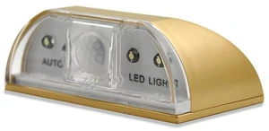 LED Motion Sensor Door Lock Light Smart PIR Night Light Wireless Battery Operated Stick-On LED Light with Auto Power-Off for Entry Doors Hallways and Cabinets Cool White Light Gold Finish