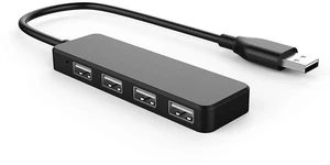 Hub-4 USB 2.0 Hub 4-Port USB Splitter Adapter Multi-Port USB 2.0 Expander with Plug and Play Fast Data Transfer and Surge Protection For MacBook Laptop PC and Desktop Black-USB 2.0/0.3m