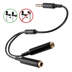 TRRS Y Microphone Splitter Cable 3.5 mm 4-Pin Audio Adapter for Lavalier Microphones Dual Mic Recording Connector Supports 2 Single-Head Mics or 2 Dual-Head Lavalier Mics Plug and Play TRRS Y Microphone Splitter Cable 3.5 mm 4-Pin Audio Adapter for Lavalier Microphones Dual Mic Recording Connector Supports 2 Single-Head Mics or 2 Dual-Head Lavalier Mics Plug and Play