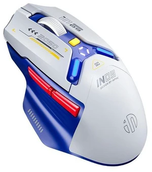 Three-mode wireless Bluetooth mouse - Wired for electronic sports, gaming, office use and charging. Blue and white Blue and white Three-mode wireless Bluetooth mouse - Wired for electronic sports, gaming, office use and charging. Blue and white Blue and white