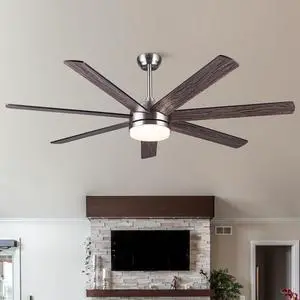62 in. Integrated LED Brushed Nickel Plywood Smart Ceiling Fan with Remote Control 62 in. Integrated LED Brushed Nickel Plywood Smart Ceiling Fan with Remote Control