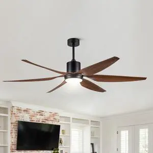 66" Vintage Ceiling Fan Lighting with Brown Blades in Integrated LED 66" Vintage Ceiling Fan Lighting with Brown Blades in Integrated LED