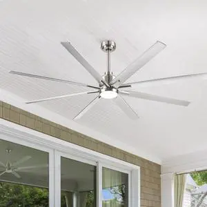 Smart 72" Integrated LED Ceiling Fan with Silver Blades in Brushed Nickel Finish Smart 72" Integrated LED Ceiling Fan with Silver Blades in Brushed Nickel Finish