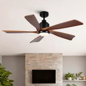 52 inch Modern Farmhouse Solid Wood Black Ceiling Fan with Light, Quiet DC Motor 52 inch Modern Farmhouse Solid Wood Black Ceiling Fan with Light, Quiet DC Motor