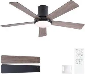 52 in. Farmhouse Matte Black Integrated LED Smart Ceiling Fan with DC Remote Control for Bedroom, Living Room 52 in. Farmhouse Matte Black Integrated LED Smart Ceiling Fan with DC Remote Control for Bedroom, Living Room