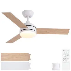 42 in. Indoor White Ceiling Fan with Intergrated LED Light Kit with Remote Control, 3 Plywood Blades and Work with Smart APP 42 in. Indoor White Ceiling Fan with Intergrated LED Light Kit with Remote Control, 3 Plywood Blades and Work with Smart APP